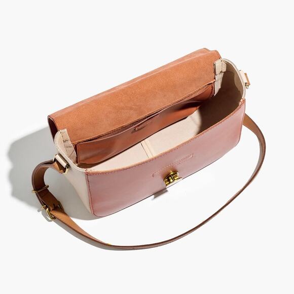 MADEWELL The Abroad Shoulder Bag Colorblock Edition Tan Leather Medium Large - Picture 2 of 16